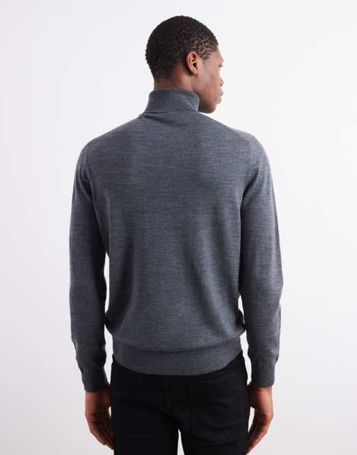 Mango knit turtle neck sweater in charcoal, 3 of 5