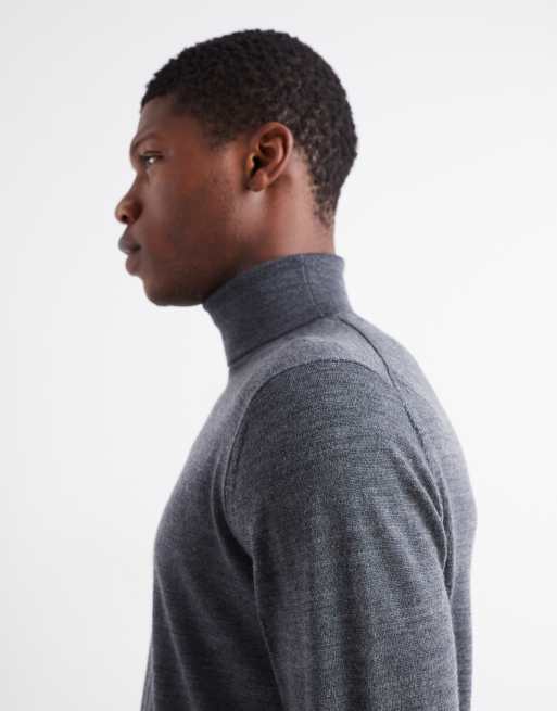 Mango knit turtle neck sweater in charcoal, 4 of 5