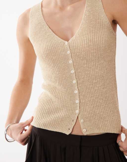 Mango knit vest in beige, 4 of 4