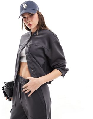 Mango knitted bomber jacket co-ord 44 in charcoal