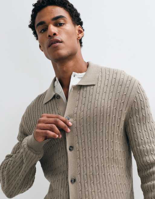 Mango knitted button through cardigan in beige, 2 of 5
