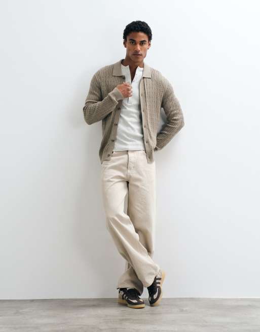 Mango knitted button through cardigan in beige, 4 of 5