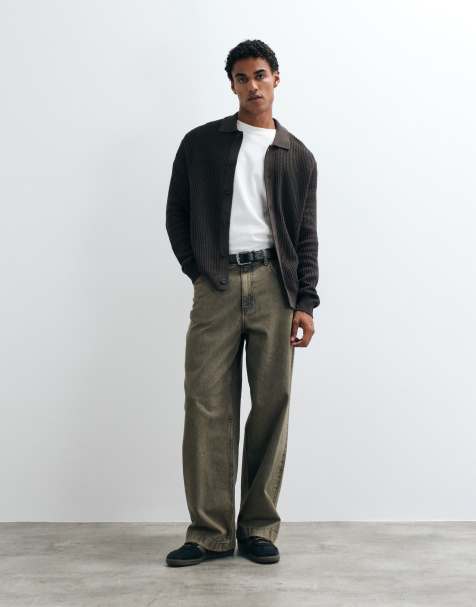 Mango knitted button through cardigan in brown - view 1