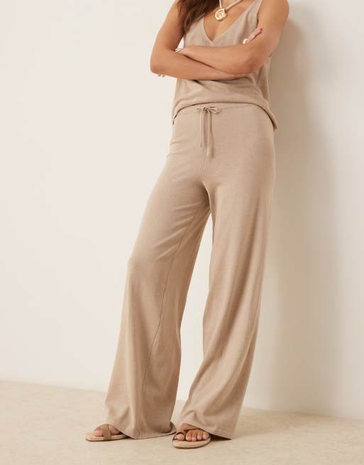 Mango knitted co-ord drawstring trouser in beige ASOS