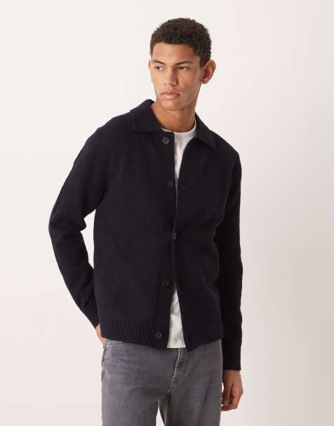 Mango knitted collar cardigan in blue - view 1