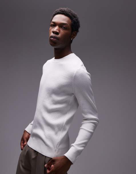 Mango knitted crew neck sweater in ecru - view 1