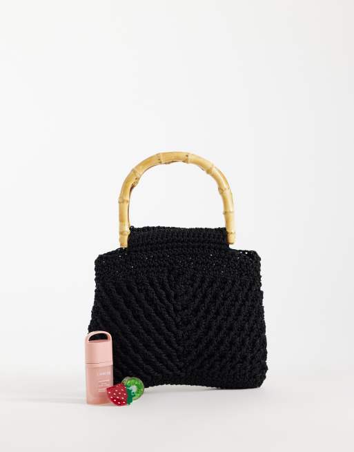 Mango knitted handbag in black, 2 of 4