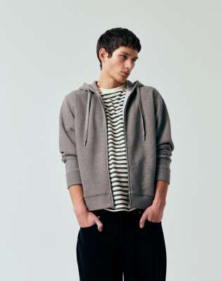 Mango knitted hoodie in light grey