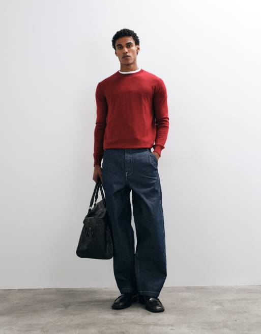 Mango knitted jumper in deep red, 2 of 5