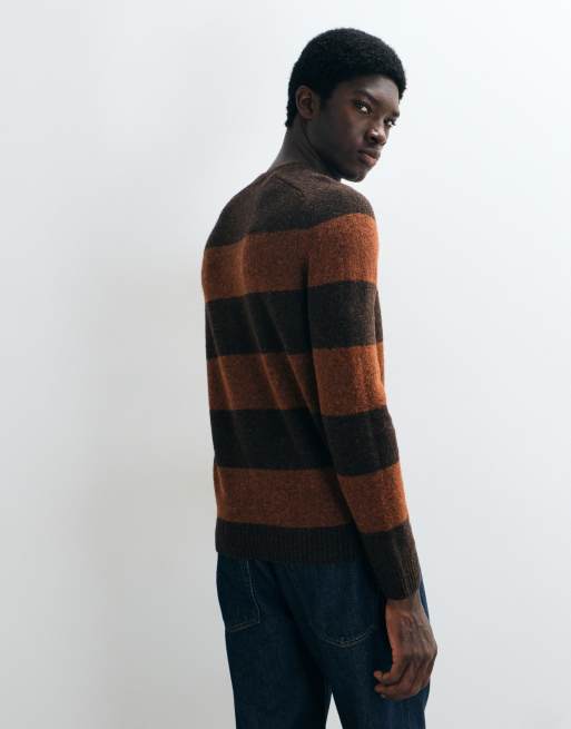 Mango knitted jumper in red and brown stripe, 5 of 5