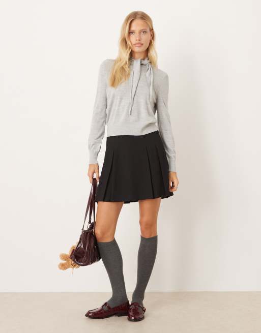 Mango knitted jumper with scarf detail in grey, 2 of 4