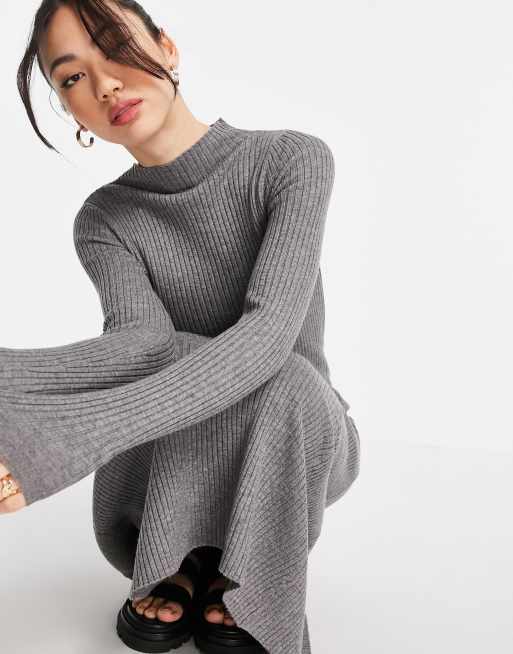 Mango knitted midi dress in gray | ASOS