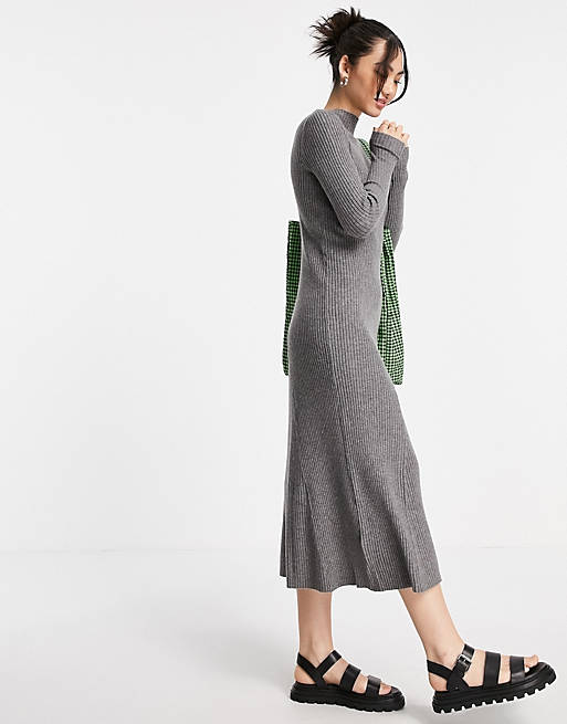 Mango knitted midi dress in grey