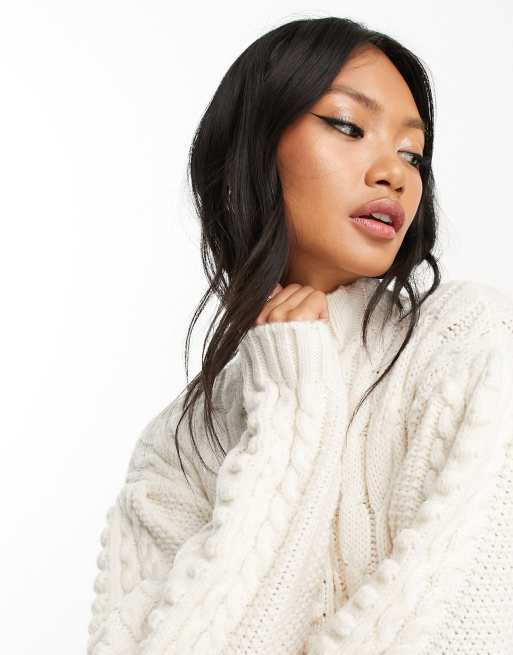 Mango knitted midi dress with split detail in cream | ASOS