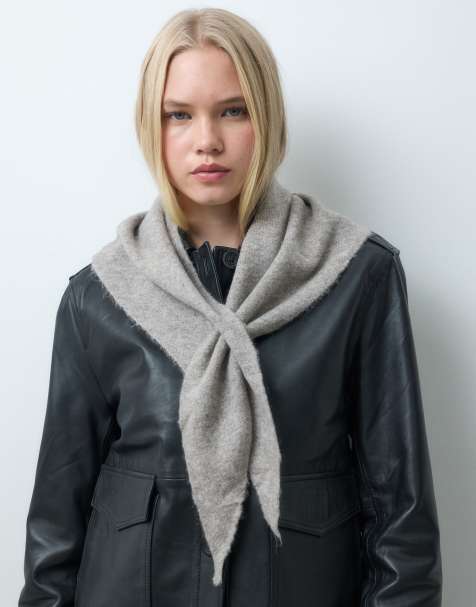 Mango knitted neck scarf in beige - view 1