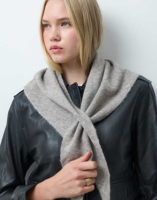 Mango knitted neck scarf in beige, 3 of 3