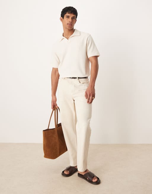 Mango knitted open collar poloshirt in beige, 2 of 4