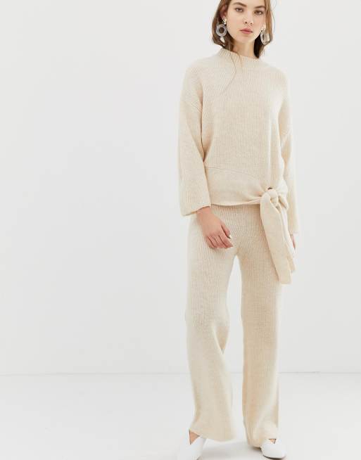 Rib-knit Pants - Light beige - Ladies