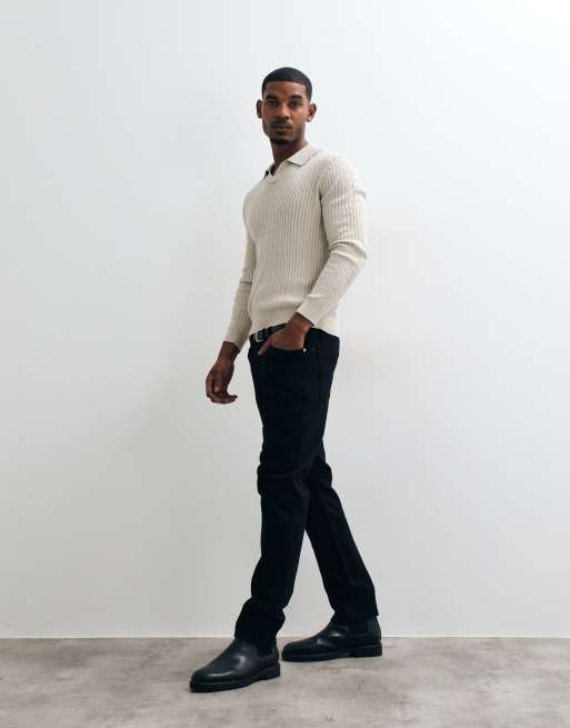 Mango knitted revere collar jumper in cream, 2 of 5