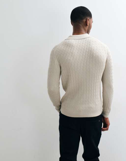 Mango knitted revere collar jumper in cream, 5 of 5