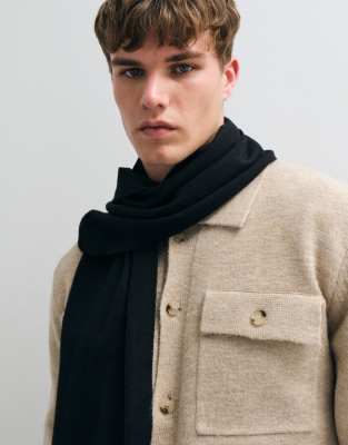 Mango Knitted Scarf In Black
