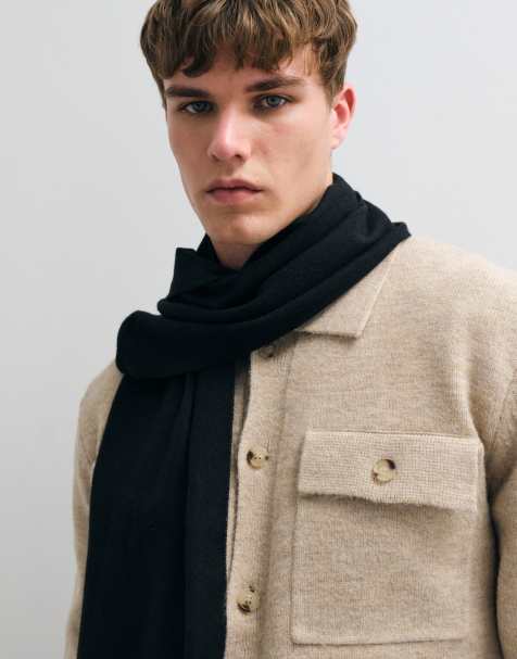 Mango knitted scarf in black - view 1