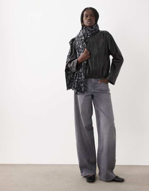 Mango knitted scarf in gray leopard print, 3 of 3
