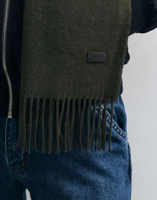 Mango knitted scarf in khaki, 2 of 3