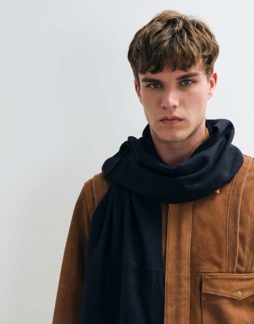 Mango knitted scarf in navy, 3 of 3