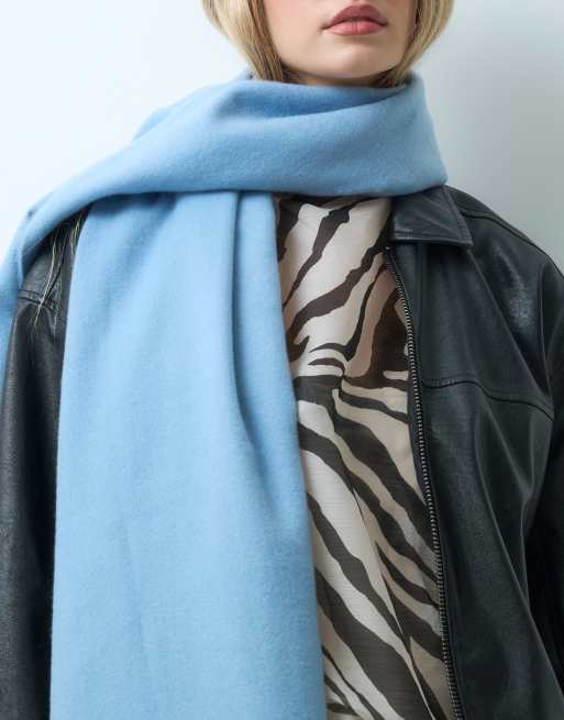 Mango knitted scarf in sky blue, 2 of 3