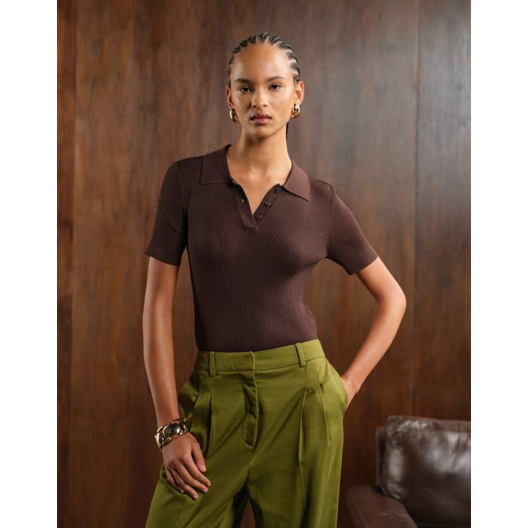 トップス BoTT MARLED KNIT POLO / BROWN 209259996-1-brown?$n_750w$&wid