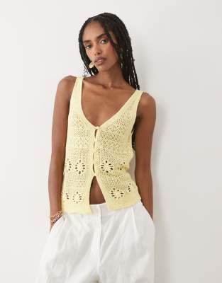 Mango Knitted Sleeveless Top In Yellow
