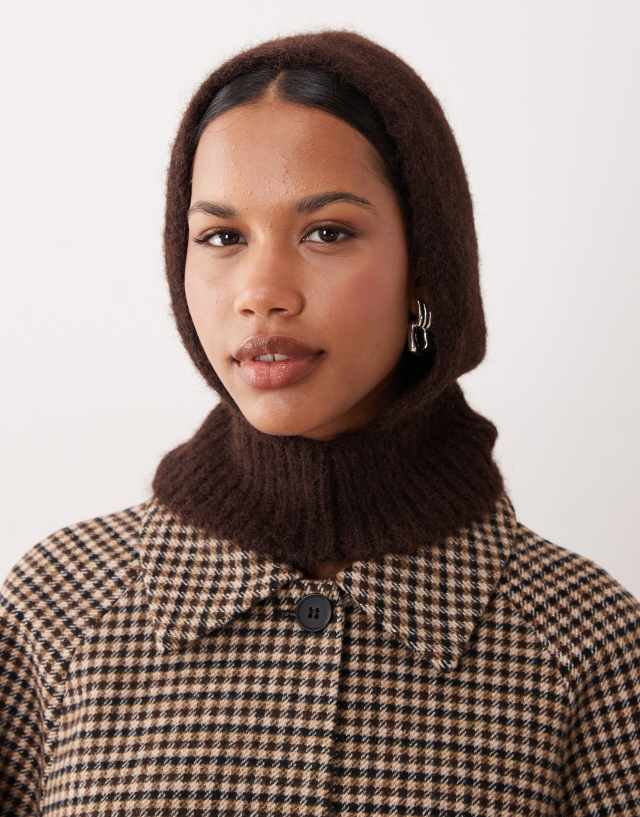 nahyat ナヤット スヌードsnood brick ブラウン Mango knitted snood in chocolate brown | ASOS