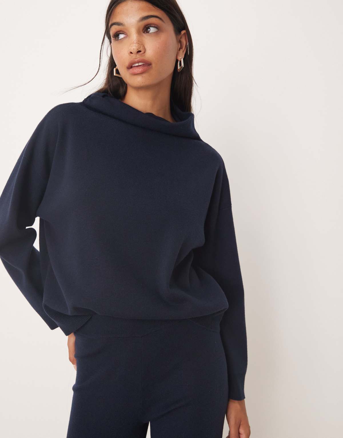 Mango knitted soft touch high neck jumper co-ord in navy