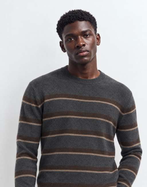 Mango knitted sweater in dark gray stripe, 9 of 9