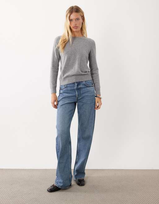 Mango knitted sweater in light gray, 3 of 4