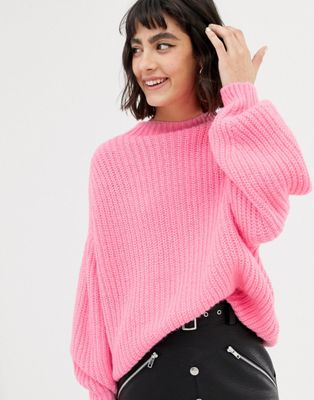 Mango knitted sweater in neon pink | ASOS