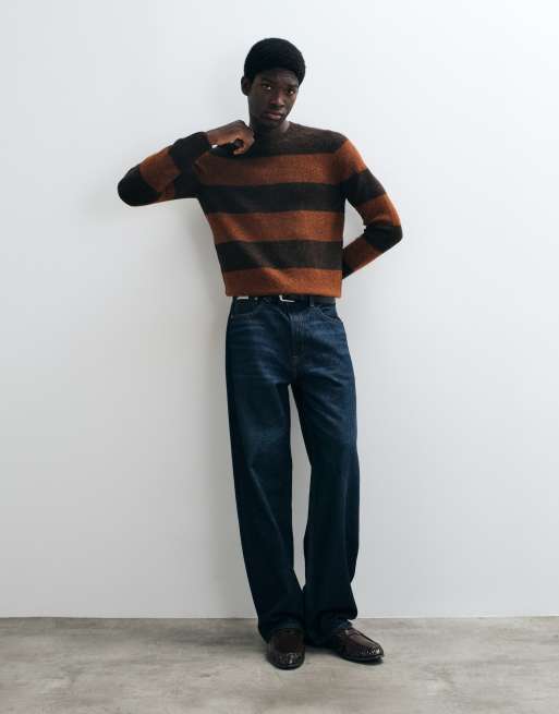 Mango knitted sweater in red and brown stripe, 2 of 5