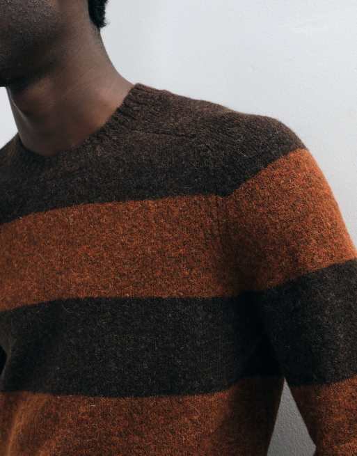 Mango knitted sweater in red and brown stripe, 3 of 5