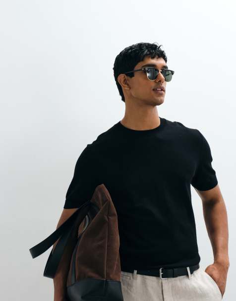 Mango knitted t-shirt in black - view 1