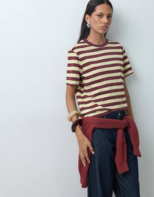 Mango Knitted T-shirt In Multi