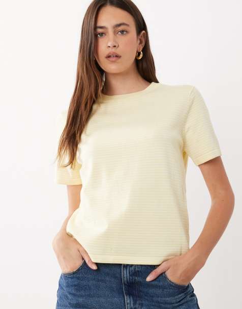 Mango knitted t-shirt in yellow stripe - view 1