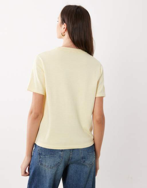 Mango knitted t-shirt in yellow stripe, 4 of 4