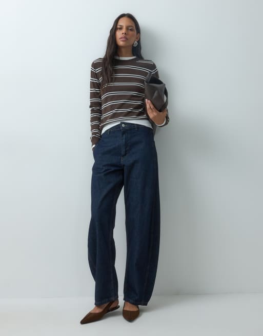 Mango knitted top in brown stripe, 3 of 4