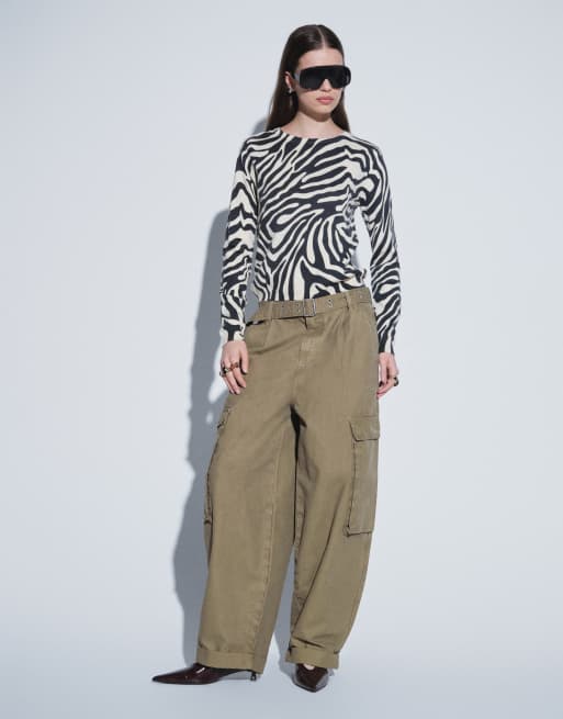 Mango knitted top in zebra print , 2 of 4