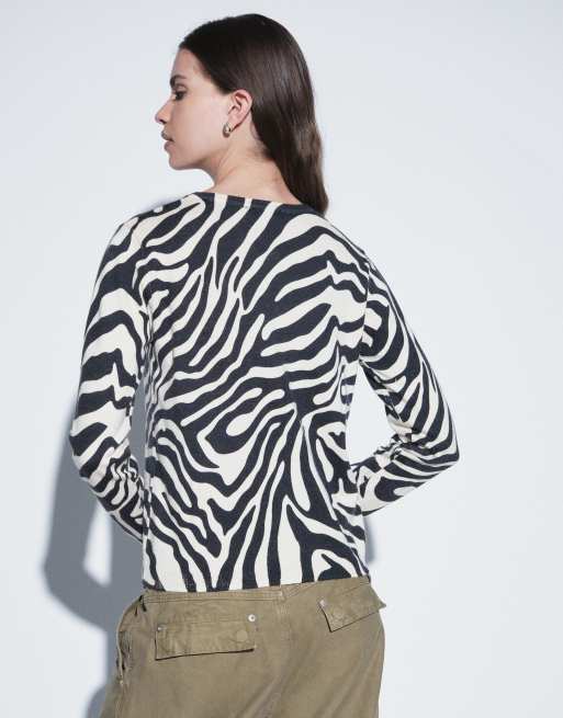 Mango knitted top in zebra print , 4 of 4