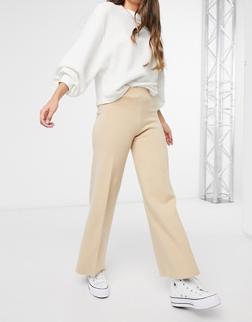 Mango knitted trouser co-ord in beige
