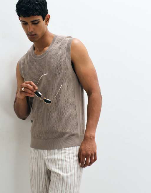 Mango knitted vest in chocolate, 2 of 5