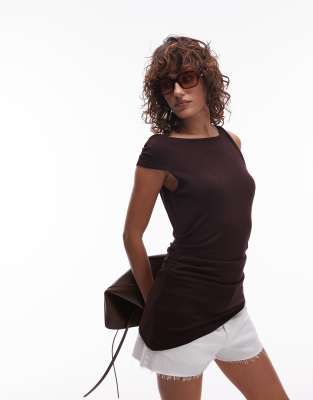 Mango Knotted Shoulder Asymmetric Top