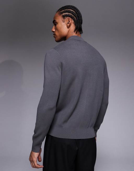 Mango - Koksgrå strikket sweater med gennemgående lynlås og komfort-stretch i performance-stof, 3 af 5